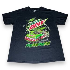 Mountain Dew 2022 NASCAR Black Car Racing Graphic Short Sleeve Shirt Men Size L